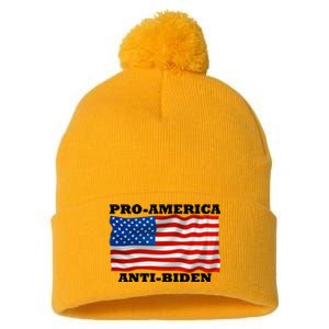 Pro America  Anti Biden , Pro America Anti Biden Pom Pom 12in Knit Beanie