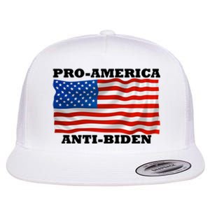 Pro America  Anti Biden , Pro America Anti Biden Flat Bill Trucker Hat