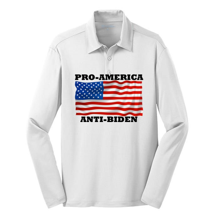 Pro America  Anti Biden , Pro America Anti Biden Silk Touch Performance Long Sleeve Polo