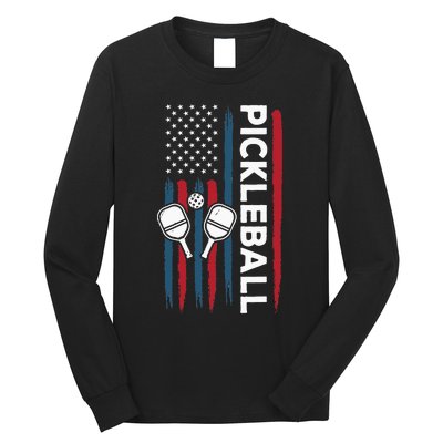 Patrioric American Pickleball Player Usa Flag 4th July Long Sleeve Shirt