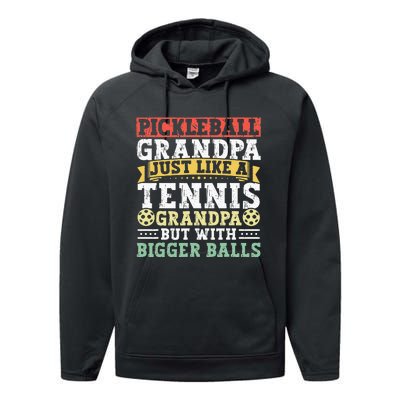 Pickleball Apparel Pickleball Player For Grandpa Performance Fleece Hoodie