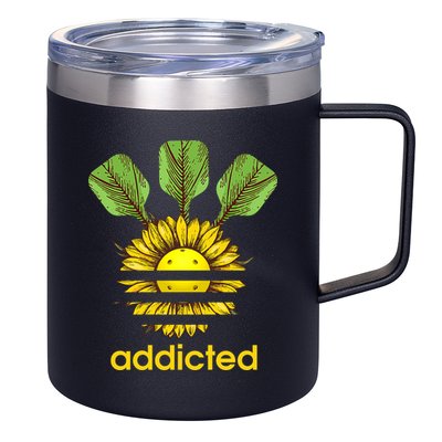 Pickleball Addicted 12oz Stainless Steel Coffee Mug