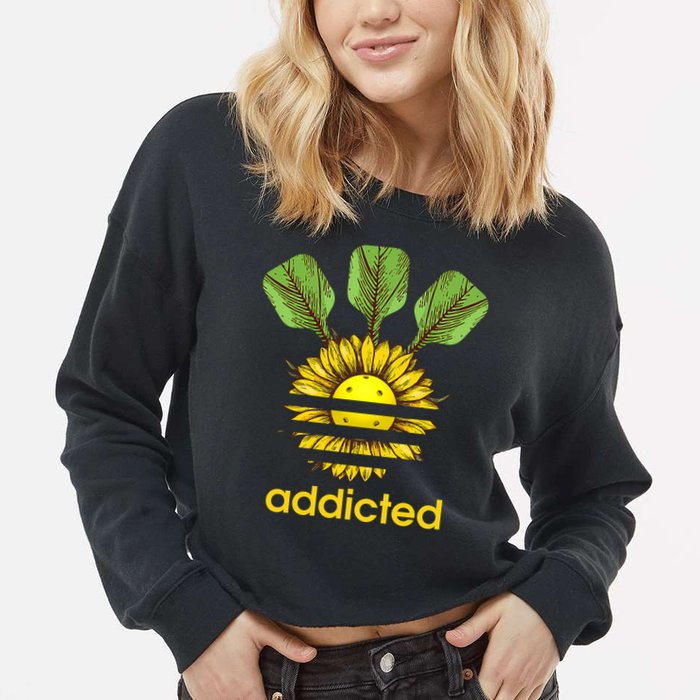 Pickleball Addicted Cropped Pullover Crew