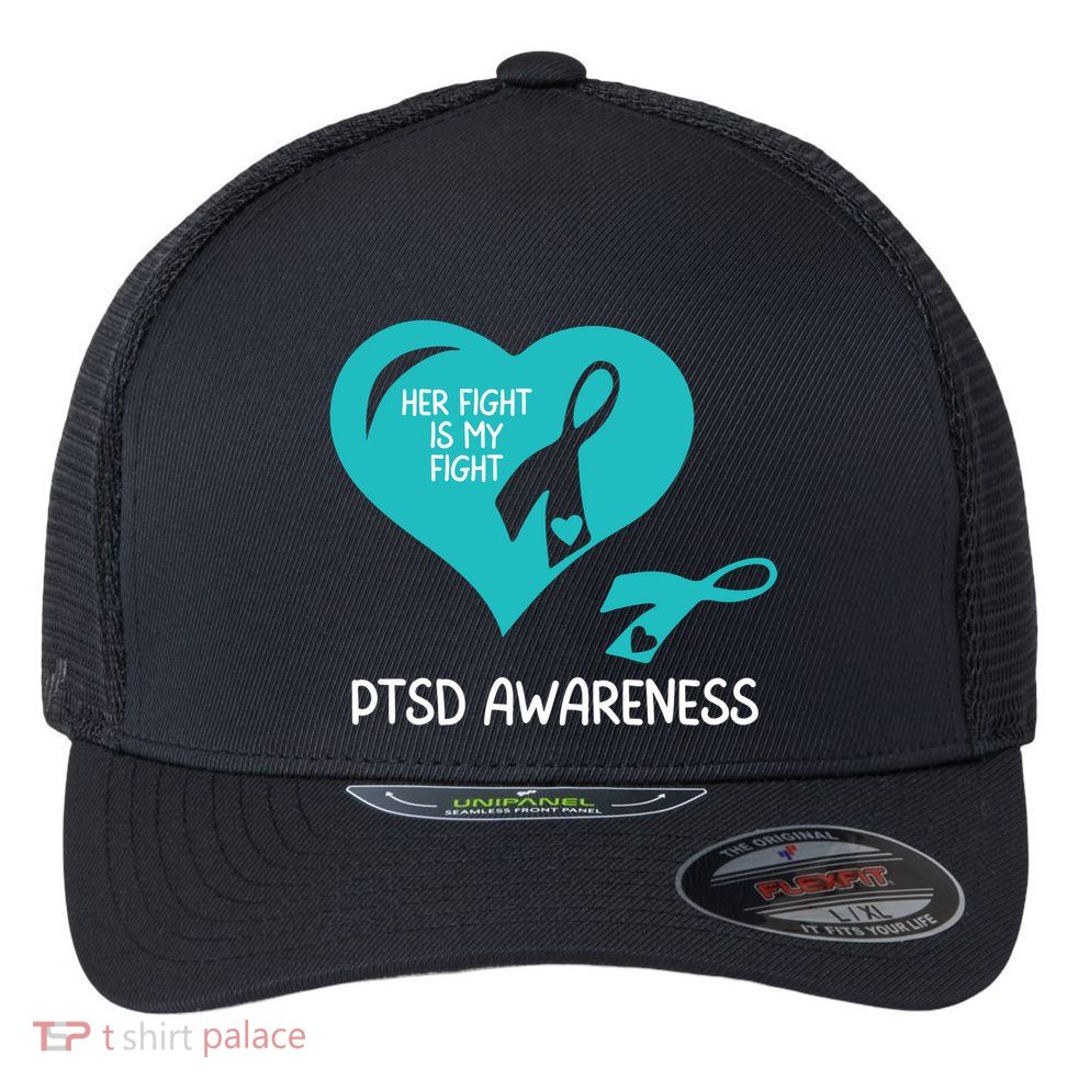 Ptsd Awareness Ptsd Awareness Gift Ptsd Support Ptsd Ribbon Ptsd Month Flexfit Unipanel Trucker Cap