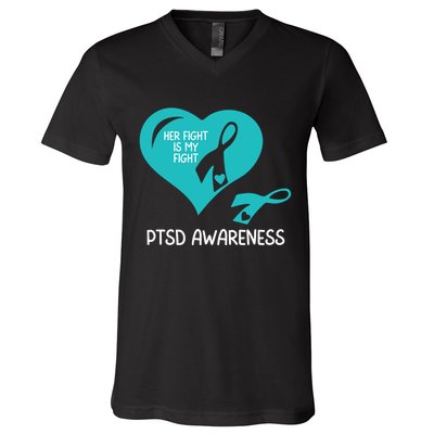Ptsd Awareness Ptsd Awareness Gift Ptsd Support Ptsd Ribbon Ptsd Month V-Neck T-Shirt