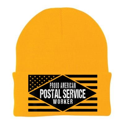 Proud American Postal Service Worker Patriotic US Flag Knit Cap Winter Beanie