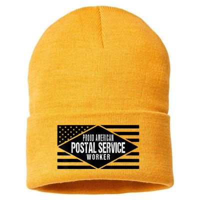 Proud American Postal Service Worker Patriotic US Flag Sustainable Knit Beanie