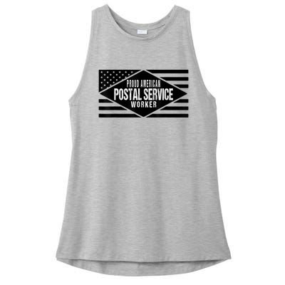 Proud American Postal Service Worker Patriotic US Flag Ladies PosiCharge Tri-Blend Wicking Tank