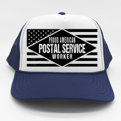 Proud American Postal Service Worker Patriotic US Flag Trucker Hat