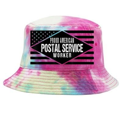 Proud American Postal Service Worker Patriotic US Flag Tie-Dyed Bucket Hat