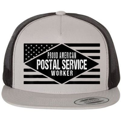 Proud American Postal Service Worker Patriotic US Flag Flat Bill Trucker Hat