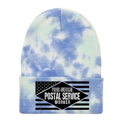 Proud American Postal Service Worker Patriotic US Flag Tie Dye 12in Knit Beanie