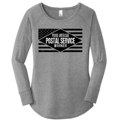 Proud American Postal Service Worker Patriotic US Flag Women's Perfect Tri Tunic Long Sleeve Shirt