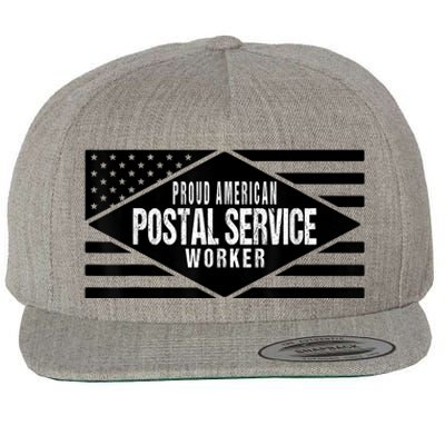 Proud American Postal Service Worker Patriotic US Flag Wool Snapback Cap