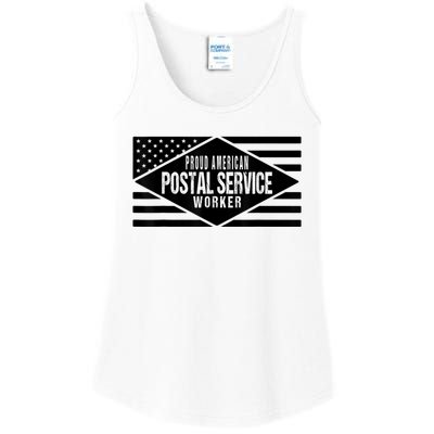 Proud American Postal Service Worker Patriotic US Flag Ladies Essential Tank