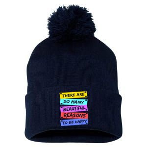 Positive Affirmations Positive Message Pom Pom 12in Knit Beanie