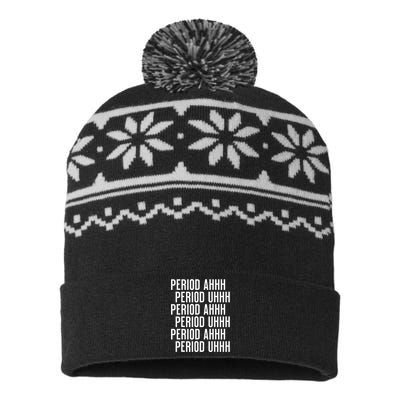 Period Ahh Period Uhh Funny Viral USA-Made Snowflake Beanie