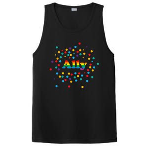 Proud Ally Pride Gay LGBTQ Ally Rainbow PosiCharge Competitor Tank