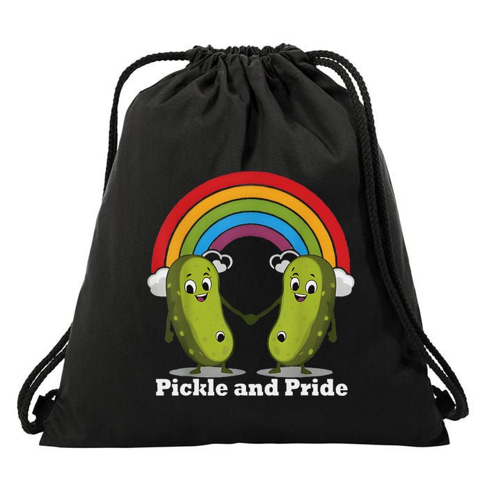 Pickle And Pride Pride Month Lgbtq Rainbow Funny Saying Drawstring Bag