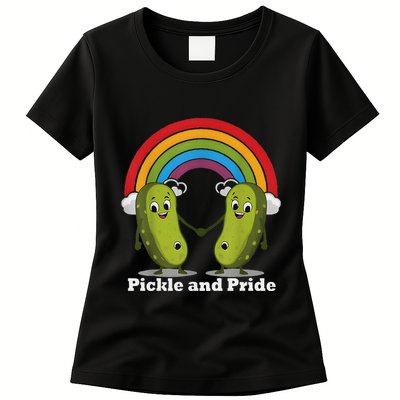 Pickle And Pride Pride Month Lgbtq Rainbow Funny Saying Womens T-Shirt