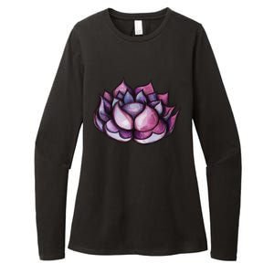 Purple And Pink Lotus Blossom Flower Art Yoga Class Lotus Gift Womens CVC Long Sleeve Shirt