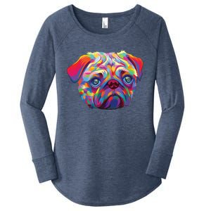 Pug Artwork Pug Lover Pug Owner Pug Art Pug Women's Perfect Tri Tunic Long Sleeve Shirt