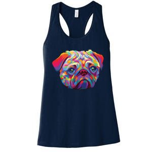 Pug Artwork Pug Lover Pug Owner Pug Art Pug Women's Racerback Tank