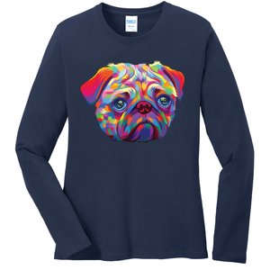 Pug Artwork Pug Lover Pug Owner Pug Art Pug Ladies Long Sleeve Shirt