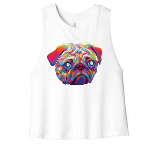 Pug Artwork Pug Lover Pug Owner Pug Art Pug Women's Racerback Cropped Tank