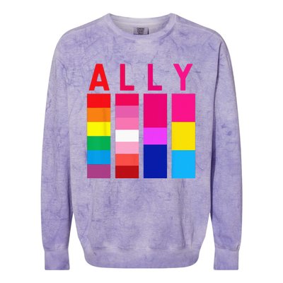 Proud Ally Pride Rainbow LGBT Ally Colorblast Crewneck Sweatshirt