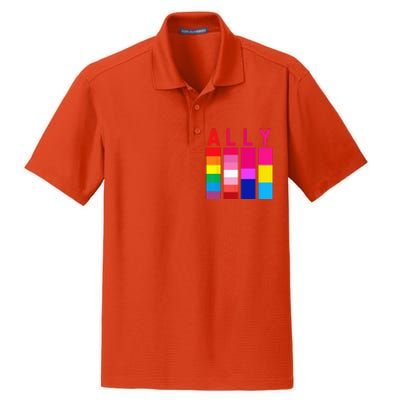 Proud Ally Pride Rainbow LGBT Ally Dry Zone Grid Polo