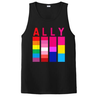 Proud Ally Pride Rainbow LGBT Ally PosiCharge Competitor Tank