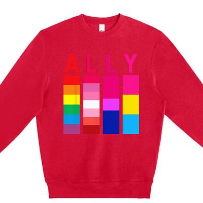 Proud Ally Pride Rainbow LGBT Ally Premium Crewneck Sweatshirt