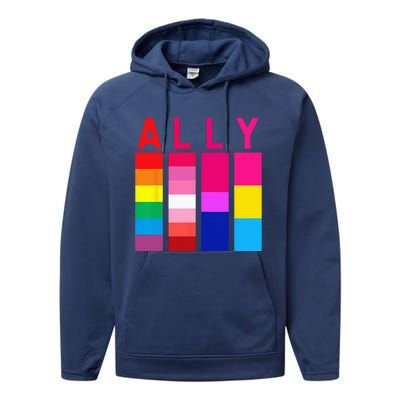 Proud Ally Pride Rainbow LGBT Ally Performance Fleece Hoodie