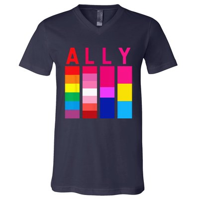 Proud Ally Pride Rainbow LGBT Ally V-Neck T-Shirt