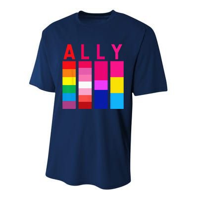 Proud Ally Pride Rainbow LGBT Ally Performance Sprint T-Shirt