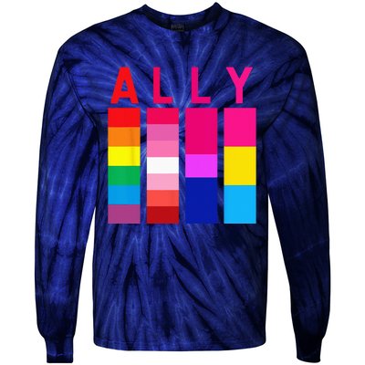 Proud Ally Pride Rainbow LGBT Ally Tie-Dye Long Sleeve Shirt