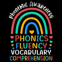 Phonemic Awareness Phonics Fluency Vocabulary Comprehension 7-Panel Snapback Hat