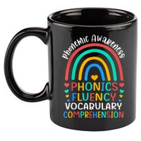 Phonemic Awareness Phonics Fluency Vocabulary Comprehension 11oz C Handle Ceramic Mug