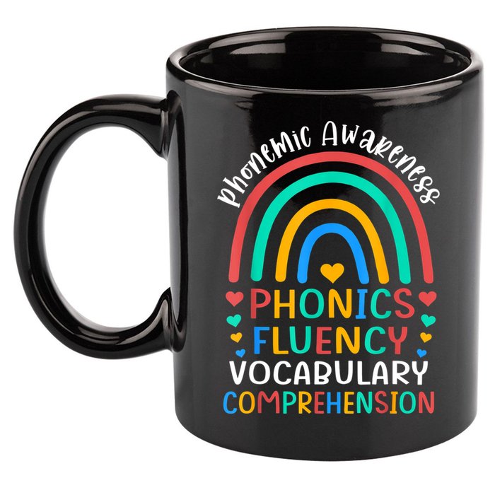 Phonemic Awareness Phonics Fluency Vocabulary Comprehension 11oz C Handle Ceramic Mug
