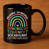 Phonemic Awareness Phonics Fluency Vocabulary Comprehension 11oz C Handle Ceramic Mug