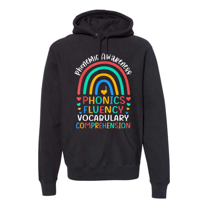 Phonemic Awareness Phonics Fluency Vocabulary Comprehension Premium Hoodie