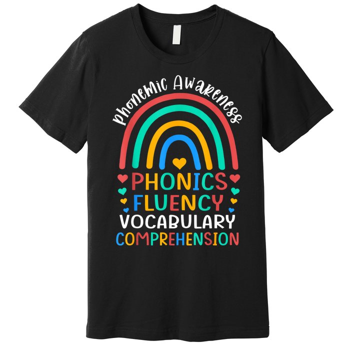 Phonemic Awareness Phonics Fluency Vocabulary Comprehension Premium T-Shirt