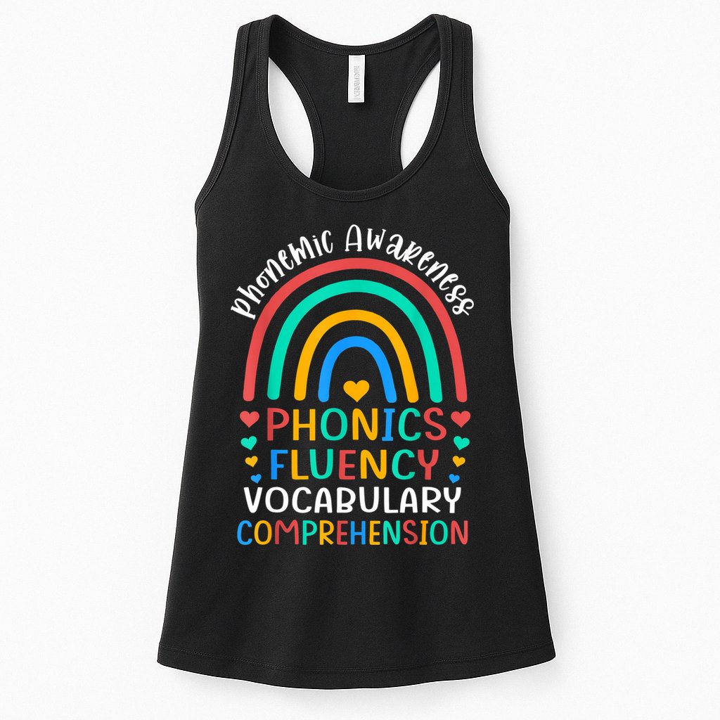 Phonemic Awareness Phonics Fluency Vocabulary Comprehension Womens Tank Top