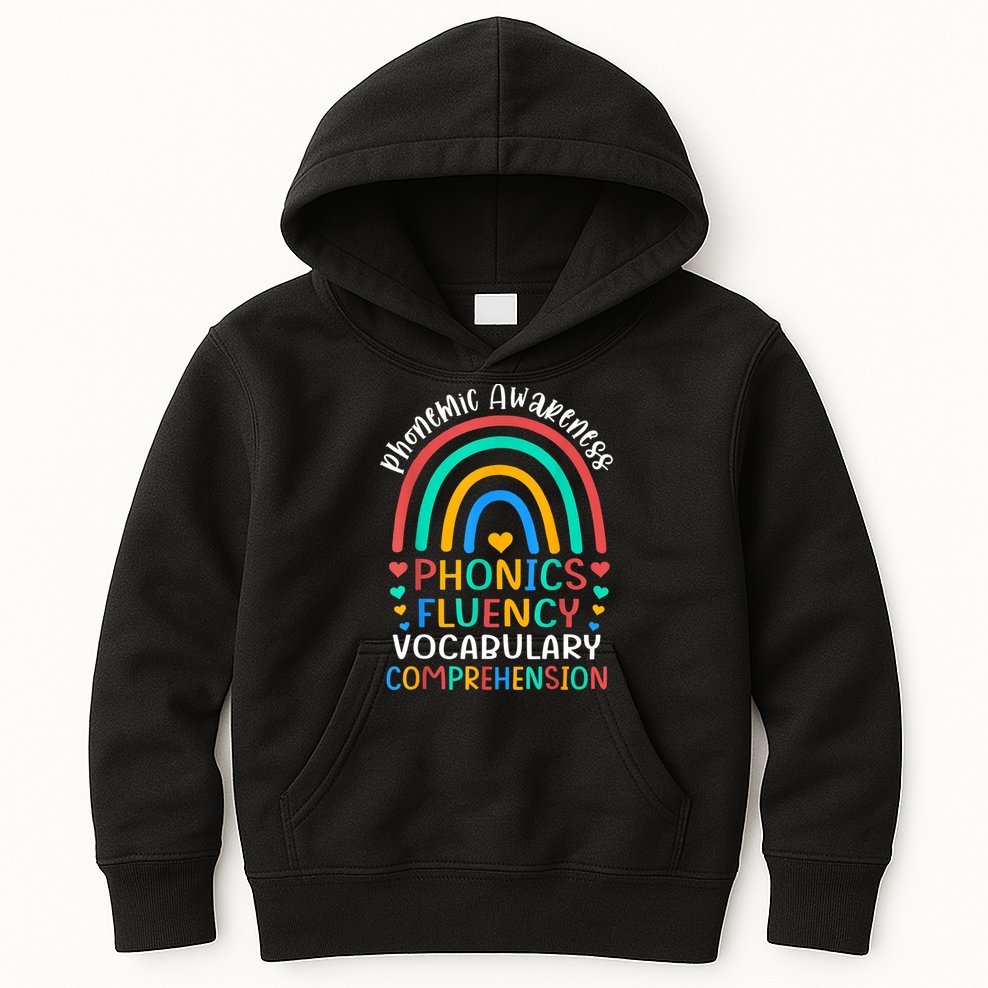 Phonemic Awareness Phonics Fluency Vocabulary Comprehension Kids Hoodie