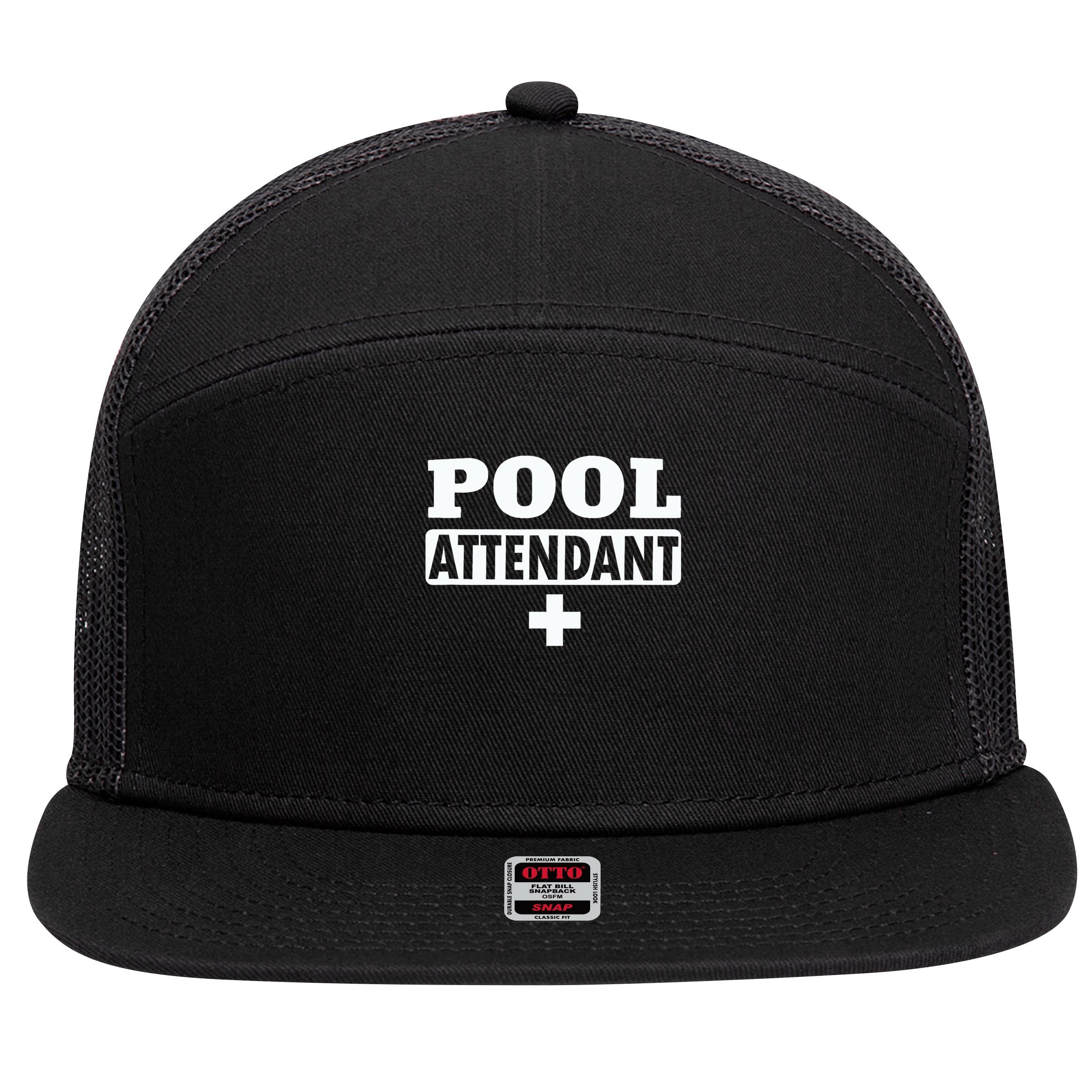 Pool Attendant 7 Panel Mesh Trucker Snapback Hat