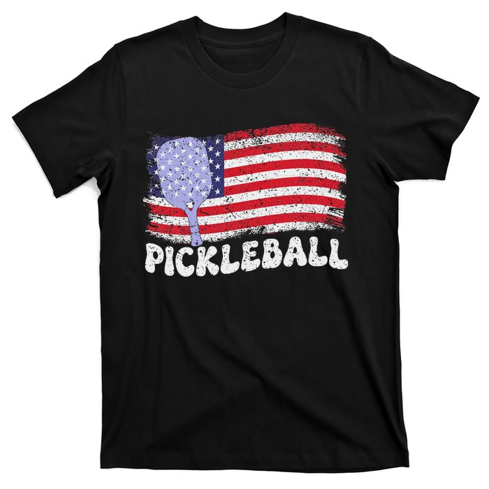 Patriotic American Pickleball Usa Flag 4th Of July T-Shirt