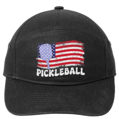 Patriotic American Pickleball Usa Flag 4th Of July 7-Panel Snapback Hat