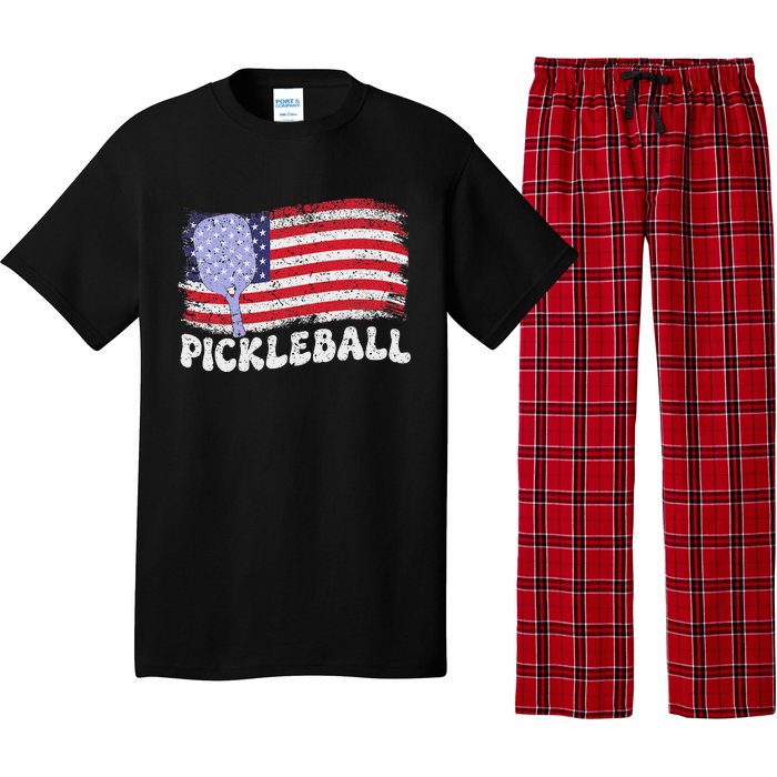 Patriotic American Pickleball Usa Flag 4th Of July Pajama Set