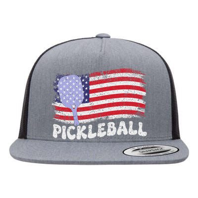 Patriotic American Pickleball Usa Flag 4th Of July Flat Bill Trucker Hat